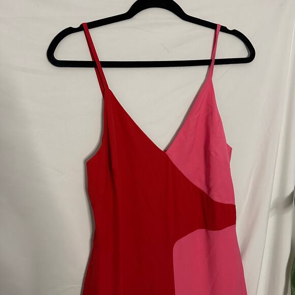 Anthropologie Hutch Yasmin Colorblock V-Neck Jumpsuit Pink Red Size 2 - Picture 8 of 9